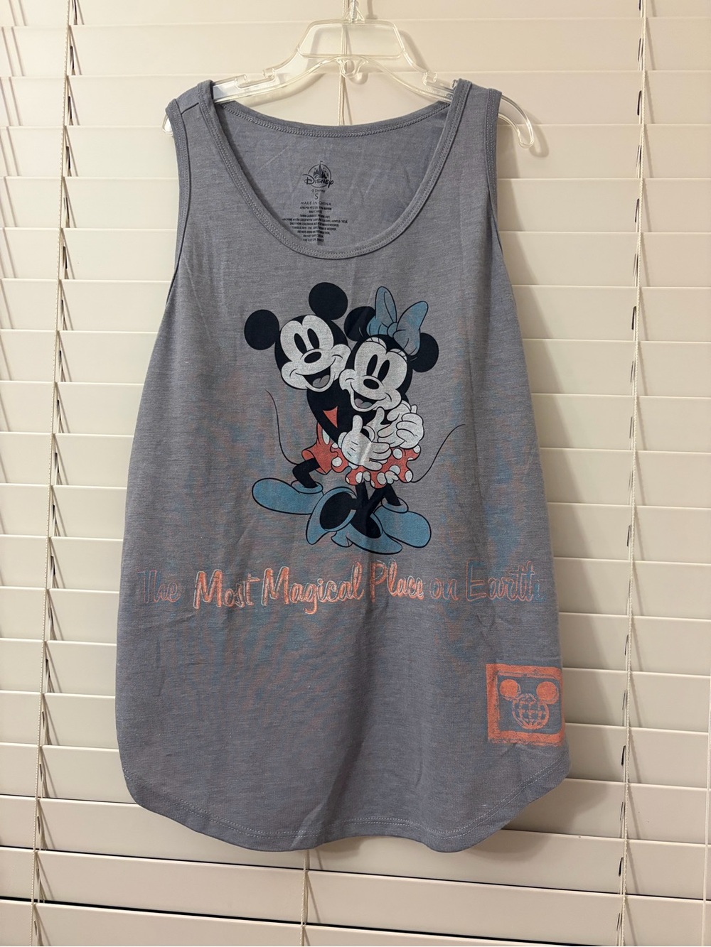 Disney Parks Mickey Minnie Mouse Gray Tank Top Most Magical Place Women’s Small
